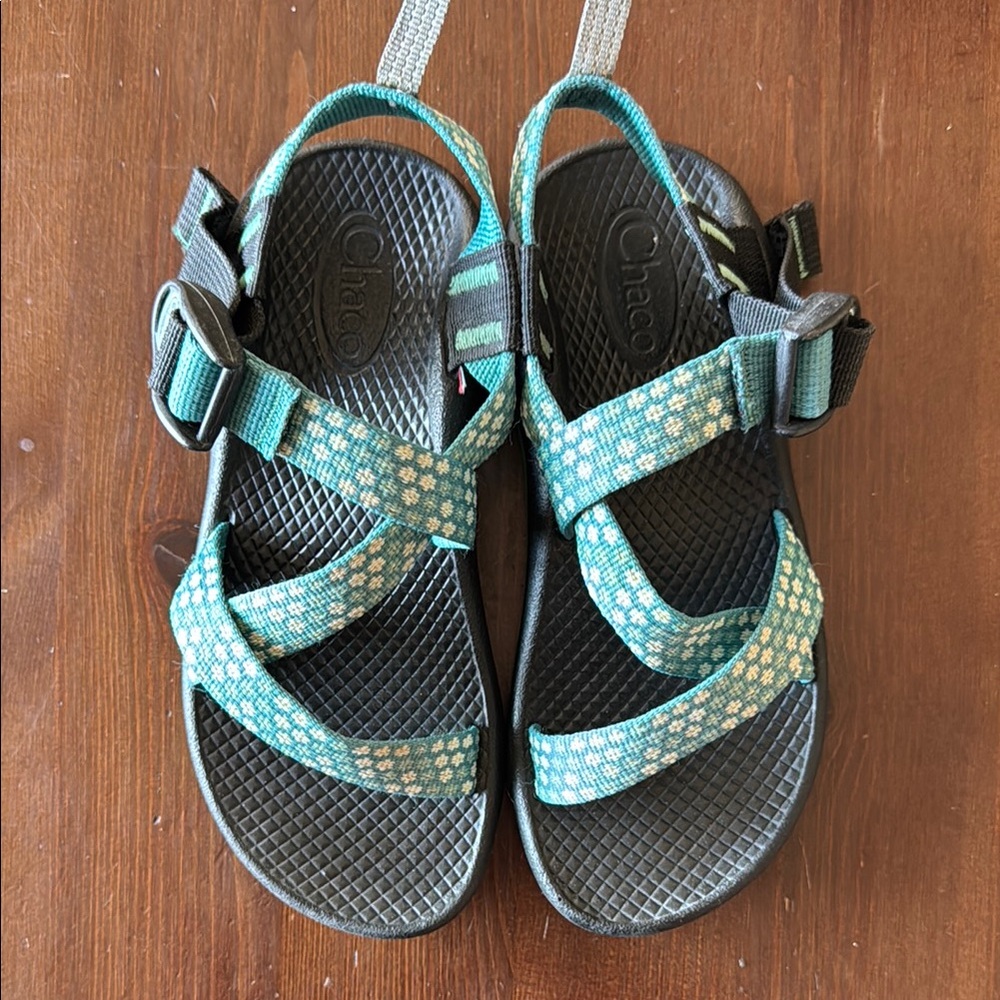 Chaco Blue and Black Outdoor Sandals with Textured Footbed